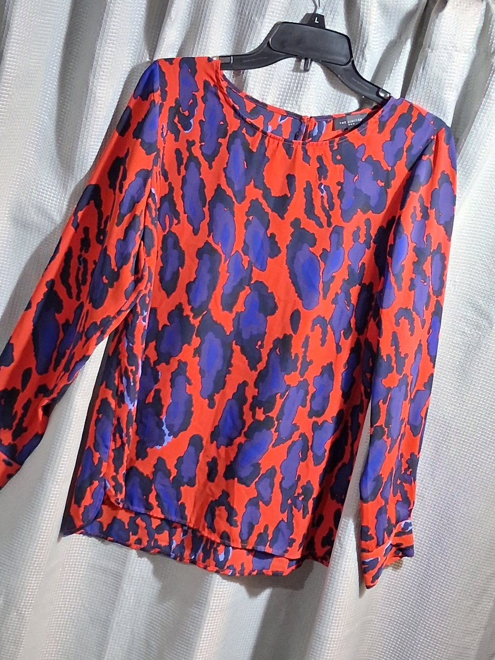 The Limited Red and Purple Animal-Print Long Sleeve Blouse